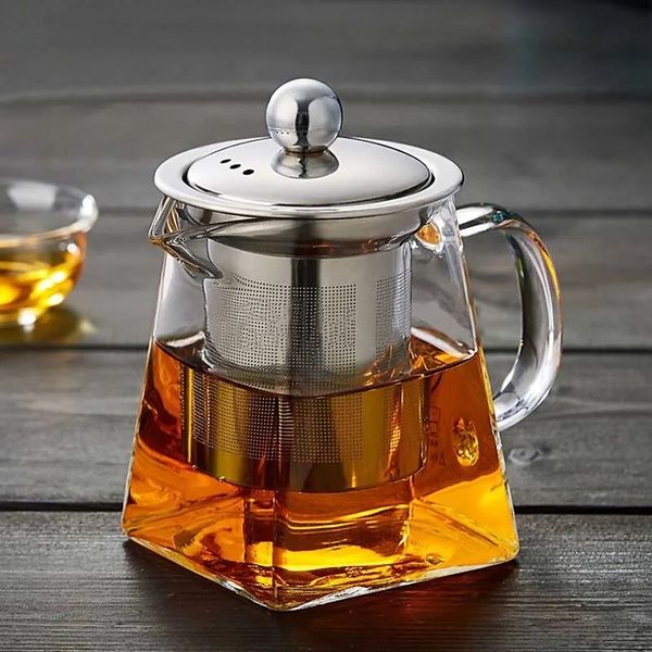 Heat Resistant Glass With Stainless Steel Infuser Filter wer Kettle Kung Fu Tea Set Puer Oolong Teapot