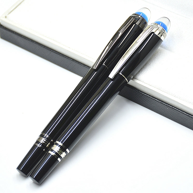 wholesale Special Edition Star-Walk Blue Crystal Top Rollerball Pen Ballpoint Pen Black Resin Office School Writing Fountain Pens With Serial Number