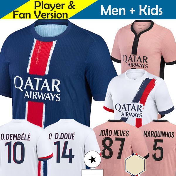 23 24 25 Maillot MBAPPE Soccer Jersey Kid Kit 2024 2025 PaRIs Home Away Third 3rd Fourth Football Shirts HAKIMI VITINHA KOLO MUANI O.DEMBELE