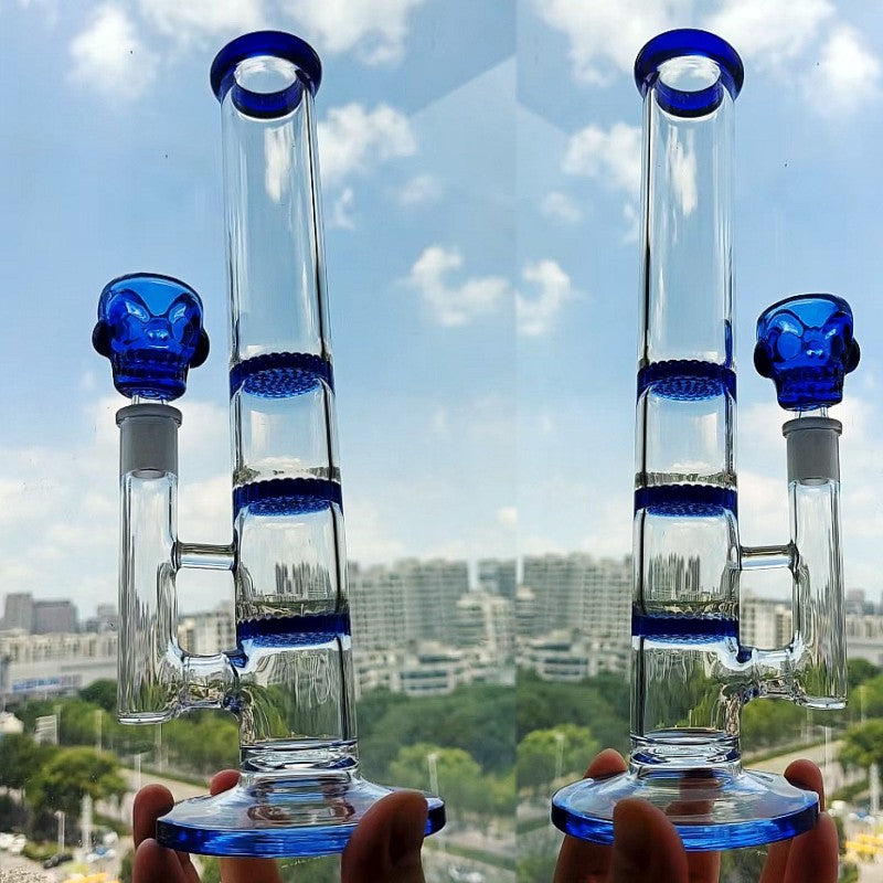 Straight Tube Glass Bong Thick Glass Dab Rigs Smoking Water Pipes bubbler Percolator 3 Layers Perc Hookahs With 14mm Joint 11&#039;&#039;
