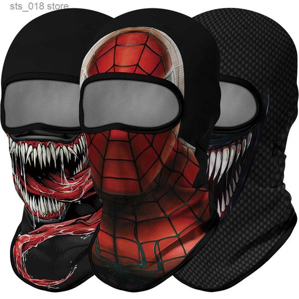 Cycling Caps Masks 2023 New Design Venom Balaclava Protective Ski Mask Joker Skull Bandana Hunting Scarf Cycling Face Mask Headgear Spider S