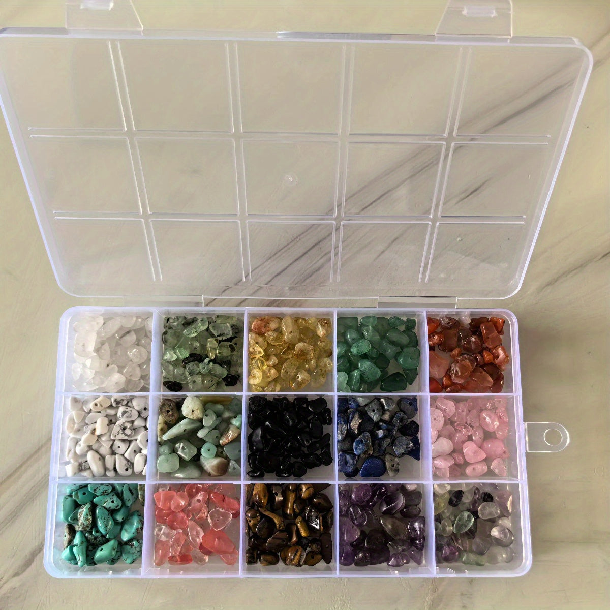 TEMU 450pcs Gemstone Chips Beads Kit, Natural Gemstone Assortment For Making, Bead Set For Bracelets, Necklaces Crafts