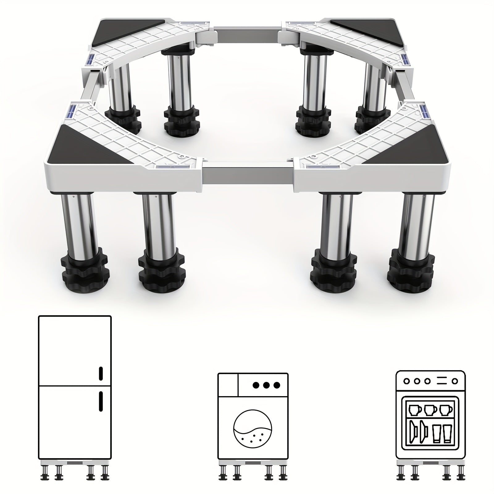 TEMU Fridge Stand-upgraded 8 Heavy Duty Feet Adjustable Dryer Stand Increase 7-8.6inch Height 992lb-450kg Base Stand For Washer Refrigerator Washing