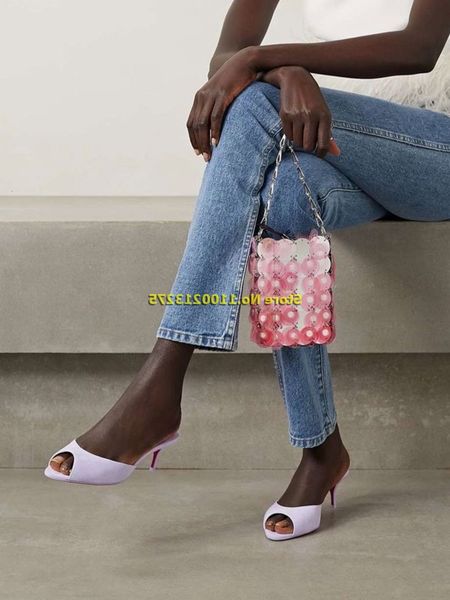 Purple Suede Slippers Peep Toe Kitten Shallow 2024 Fashion Women Slides Thin Heel Solid Black Dress Ladies Mules