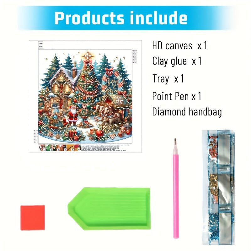 TEMU 1pc Creative Christmas Scene Theme Diamond Painting Kit, Diy Irregular Shape Embroidery Craft, Handmade Gift For Full Of Fun, Home Wall Decor.