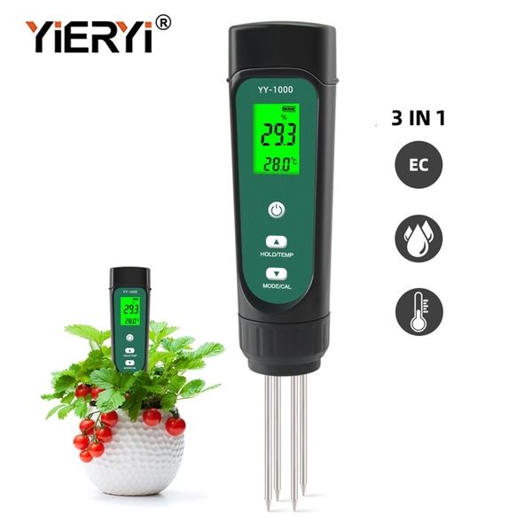 Yieryi YY-1000 3-in-1 Soil EC Temperature Gauge Moisture Tester Potted Gardening Agricultural Measuring Tool Conductivity Meter 241023