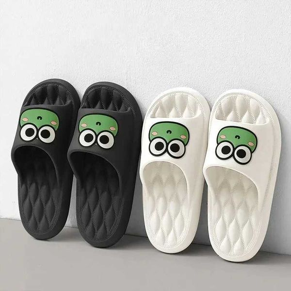 Couple Slippers Funny Animal Flog Slippers Female Comfort Breathable EVA Slides Indoor Bathroom Waterproof SlippersC241115