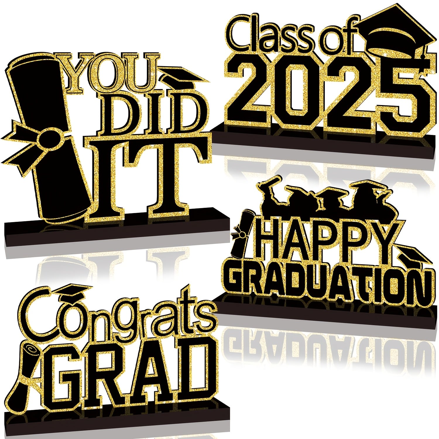 TEMU 4pcs Graduation Decorations Table Centerpiece Decor, 2025 Graduation Wooden Sign Home Decor, 2025 Graduation Decorations Farmhouse Party Desktop