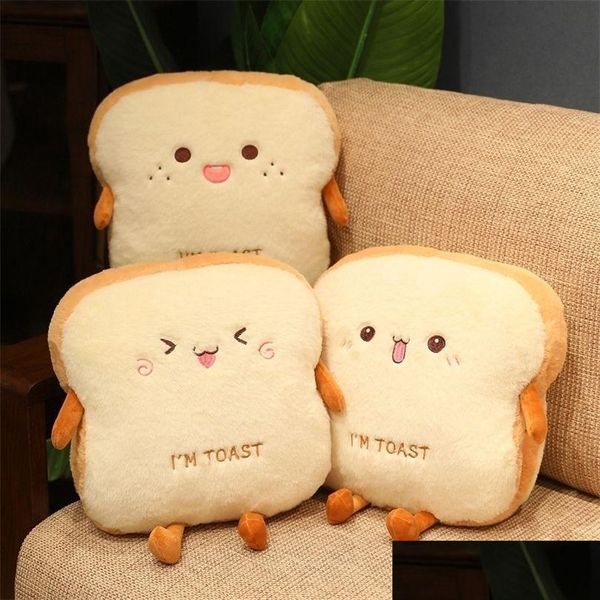 Plush Dolls P Bread Pillow Cute Simation Food Toast Soft Doll Warm Hand Cushion Home Decoration Kids Toys Birthday Gift 220707 Drop De Ot8Zq