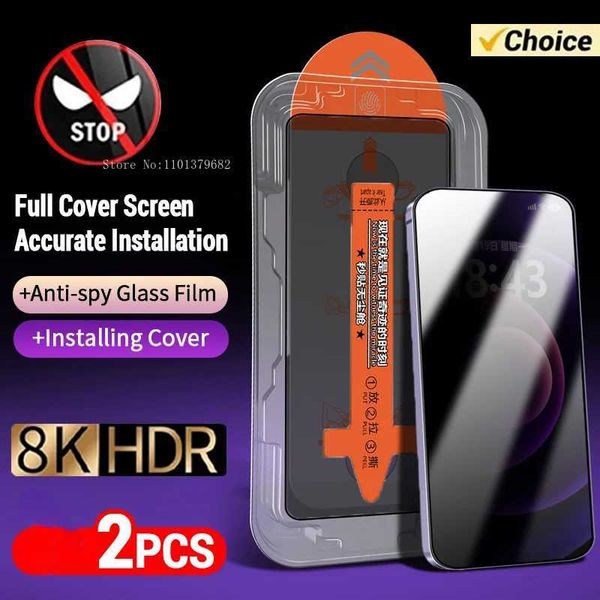 Cell Phone Screen Protectors 2 pezzi di vetro temperato anti spia per iphone 16 15 14 13 12 11 Pro Proteggi schermo senza polvere per iphone