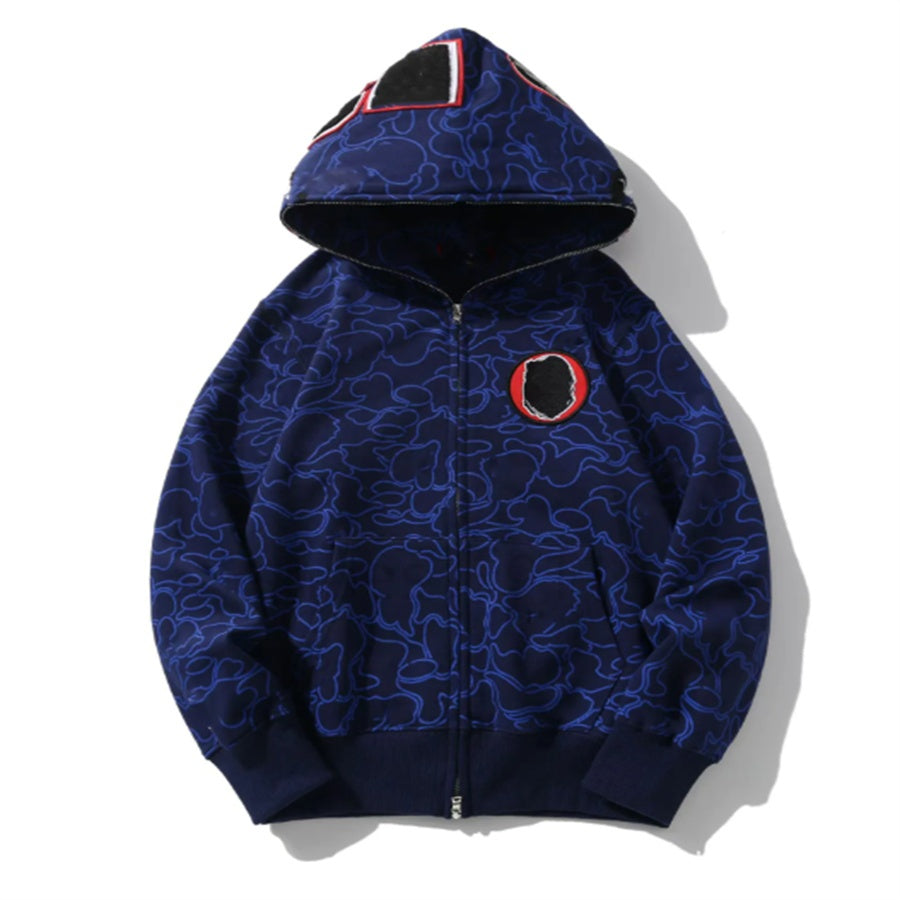 Mens hoodies designer hoodie men shark print hoodie Harajuku long sleeve zip up overshirt Print Sweatshirt Casual streetwear fashion clothing daily