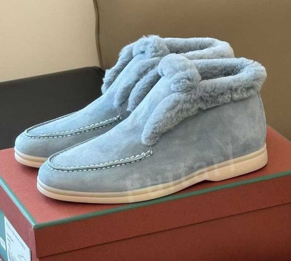 Quality Rabbit &#039;S Hair Winter Women Male Warm Wool Snow Round Toe Fur Short Boots Ladies Flat Walk Shoes Men