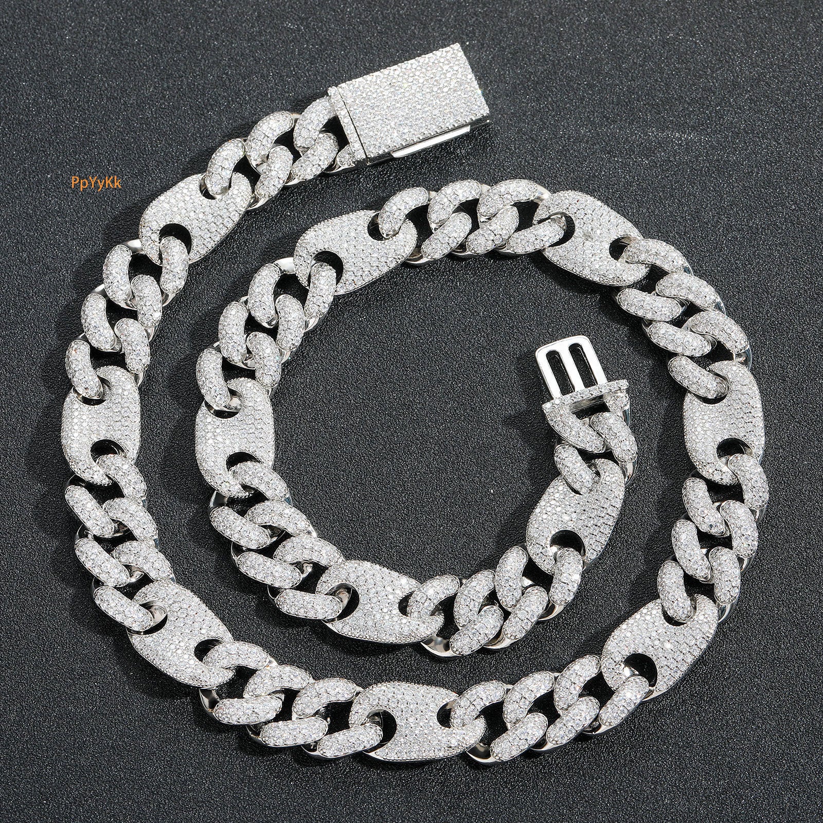 Hip Hop Moissanite Necklace 15MM Luxury Bubble Cuban Link Chain Trendy Men&#039;s Iced Out Premium Quality Accessory Pass the diamond tester