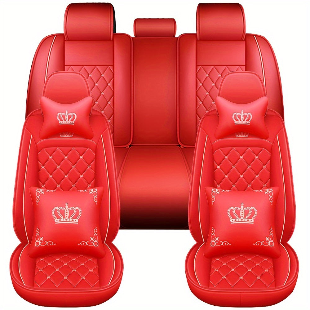 TEMU 5 Seat Car Seat Covers Full Set Universal Deluxe Front And Rear Cushion Protectors Covers, Full Wrap Around Cushion Protectors, For Most Cars,