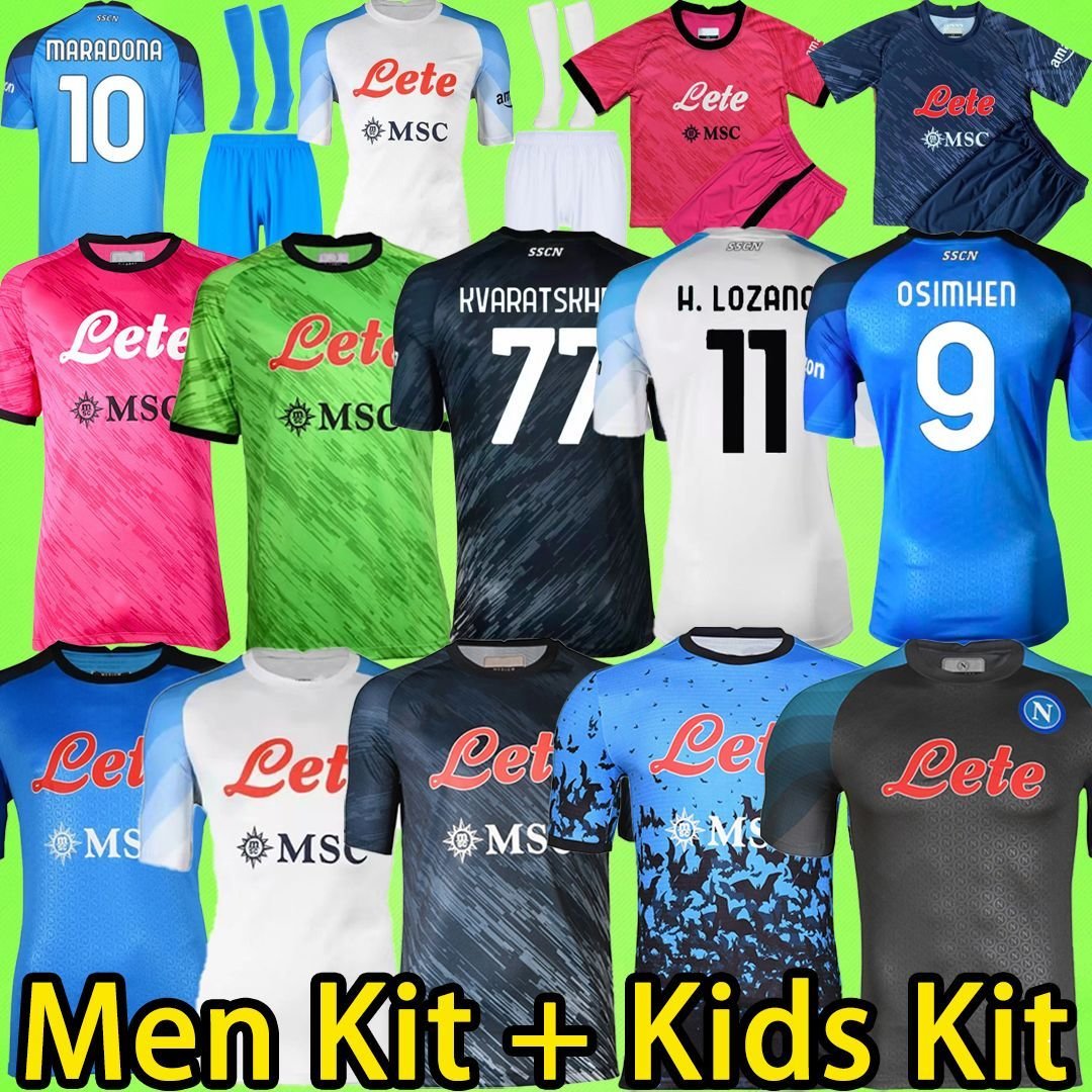22 23 Napoli soccer jerseys MEN KIT KIDS SETS Maglia Naples ZIELINSKI ANGUISSA OLIVERA Maradona football shirts goalkeeper LOZANO SSC Maillots Hallo