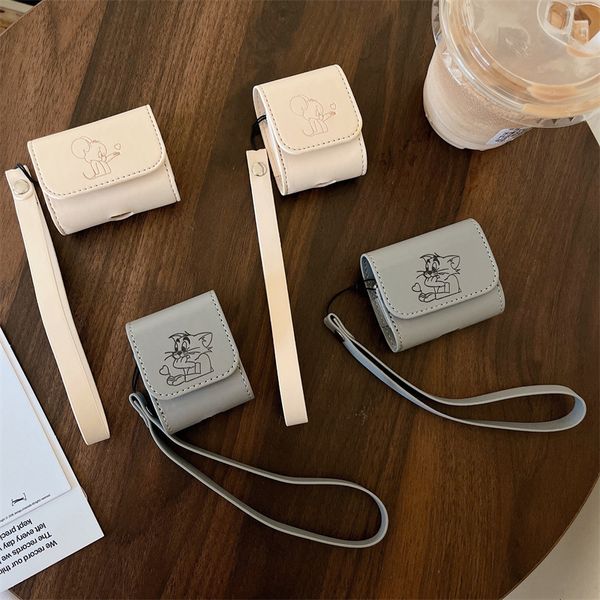 ddmygifts Cartoon cat and mouse compatible 3rd generation headphone protective Pro1-2 couple leather soft case A