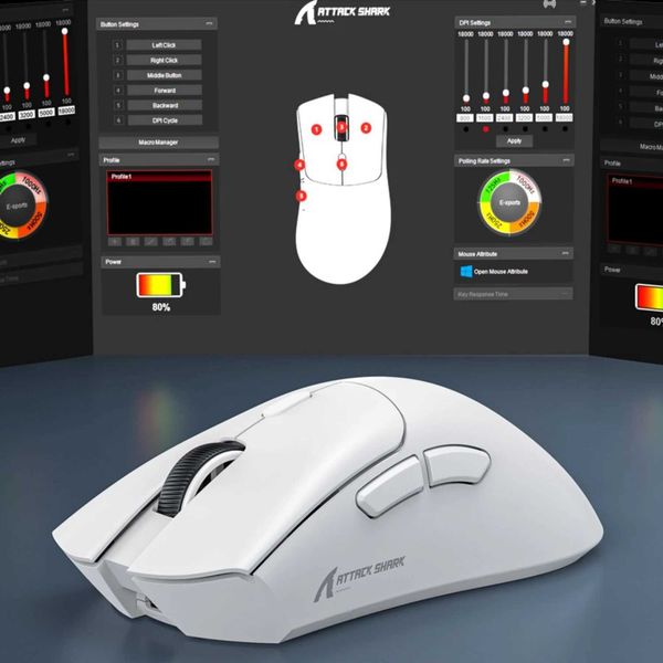 Mice R1 Attack Shark Wireless Mouse Bluetooth Gaming Mouse PAW3311 Sensor1000Hz Return-rateTri-modeErgonomicRechargeable H241122