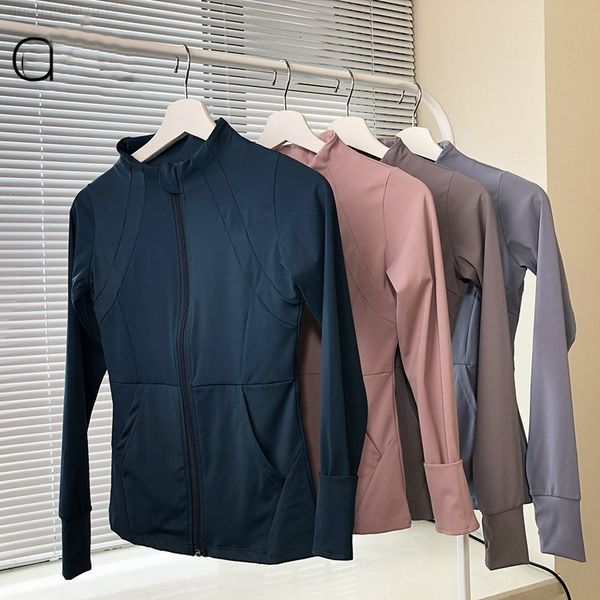 Womens 2024 Yoga Jacket Zipper Stand Sport Sports Fitness Running Yoga Roupas