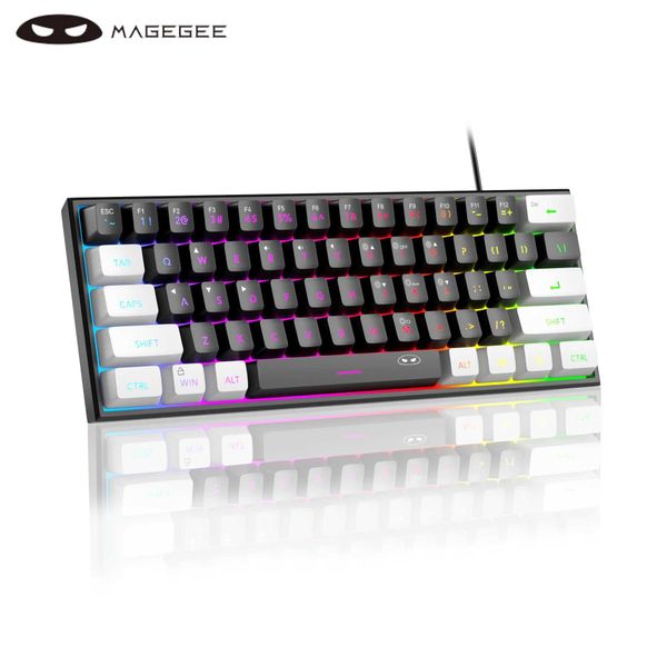 Keyboards MageGee TS91 60% Compact Wired Keyboard 61 Keys RGB Backlight Small Portable Office Computer Membrane Keyboard For Windows PC z241