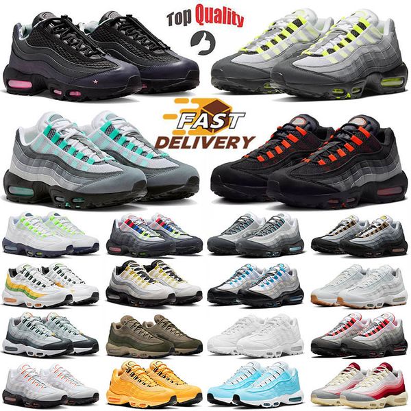 Sapatos casuais Top moda grande tamanho 48 Designer Men Mulheres 95 Running Shoes 95s Neon Black Orange Rosa Pink Hyper Turqueise Sketch Gre