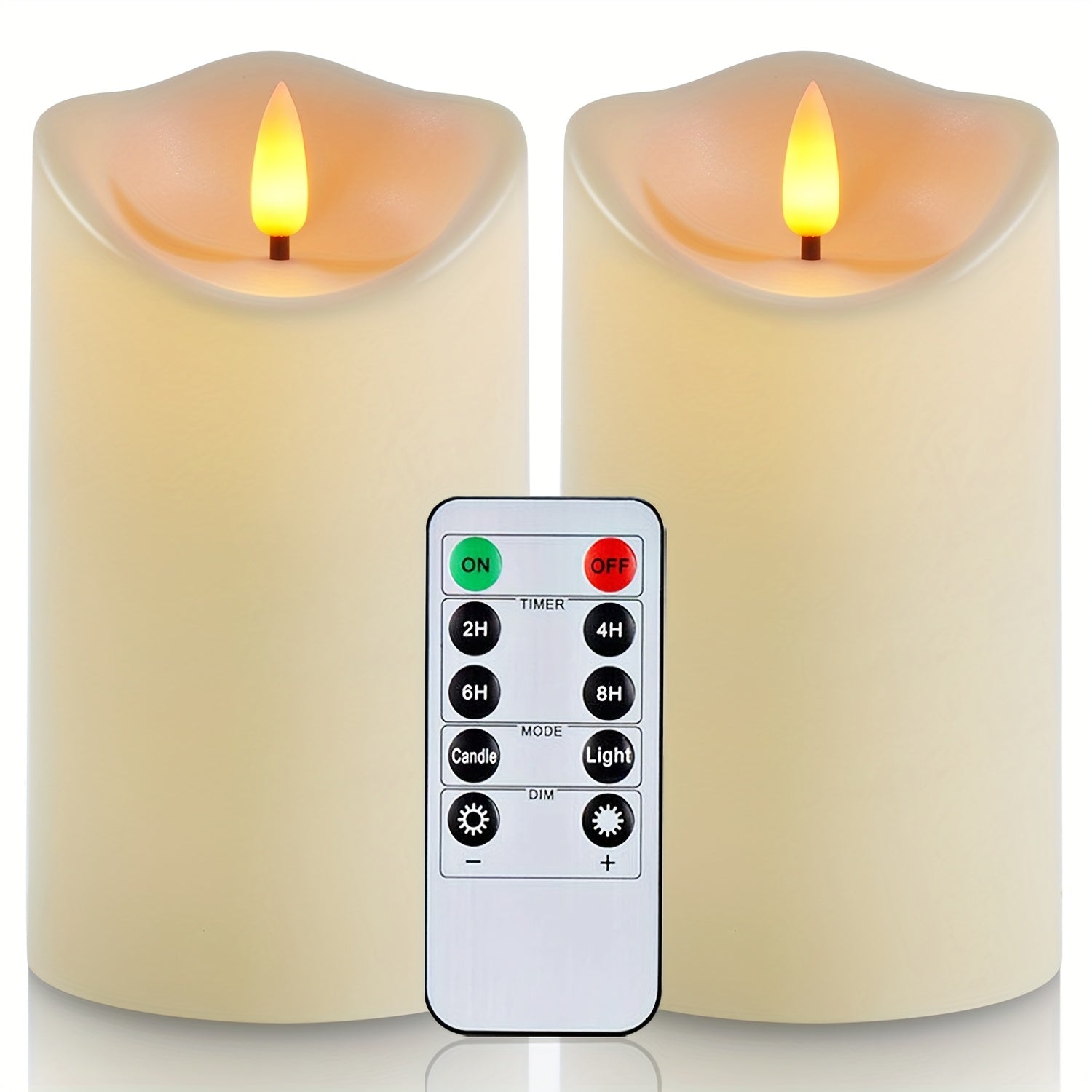 TEMU [2d Flat] 2pcs Ivory Flickering Flameless Candles, Battery Operated Led Candles With Remote Timers, Table Centerpieces, Won't Melt, Suitable For