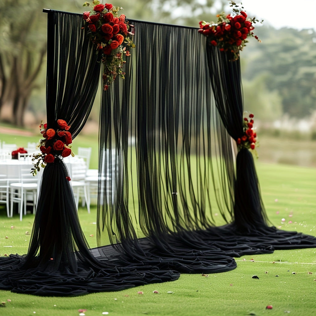 TEMU Curtain For - 26.2ft, Polyester , For Parties, Receptions & Seasonal - Decor For Christmas, Halloween, Engagements &