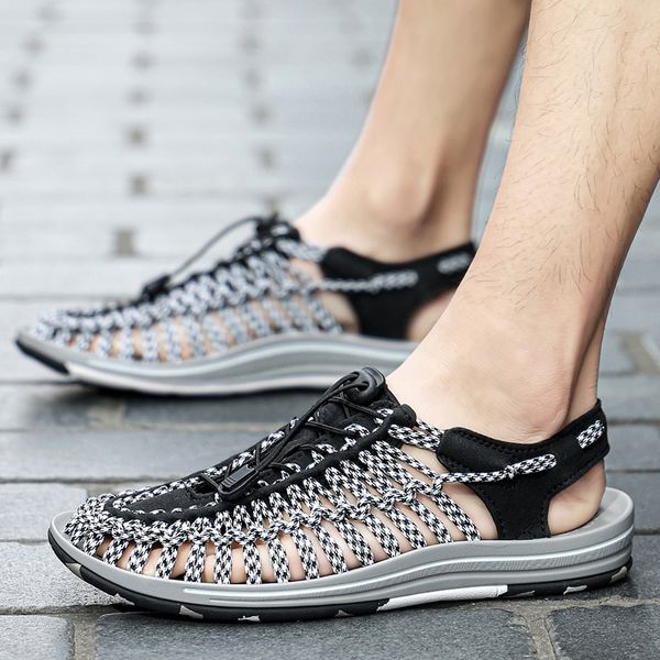 Handmade Men Summer Couple Shoes Weave Sandals Men&#039;s Fashion Leather Sandalias Hombre Chaussure Homme Size 35-46 549a &#039;s