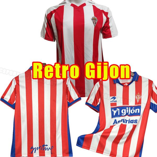 Retro SPORTING Gijon Soccer Jerseys camiseta de futbol hombre football shirts men 01 02 86 87 2001 2002 1986 1987 home
