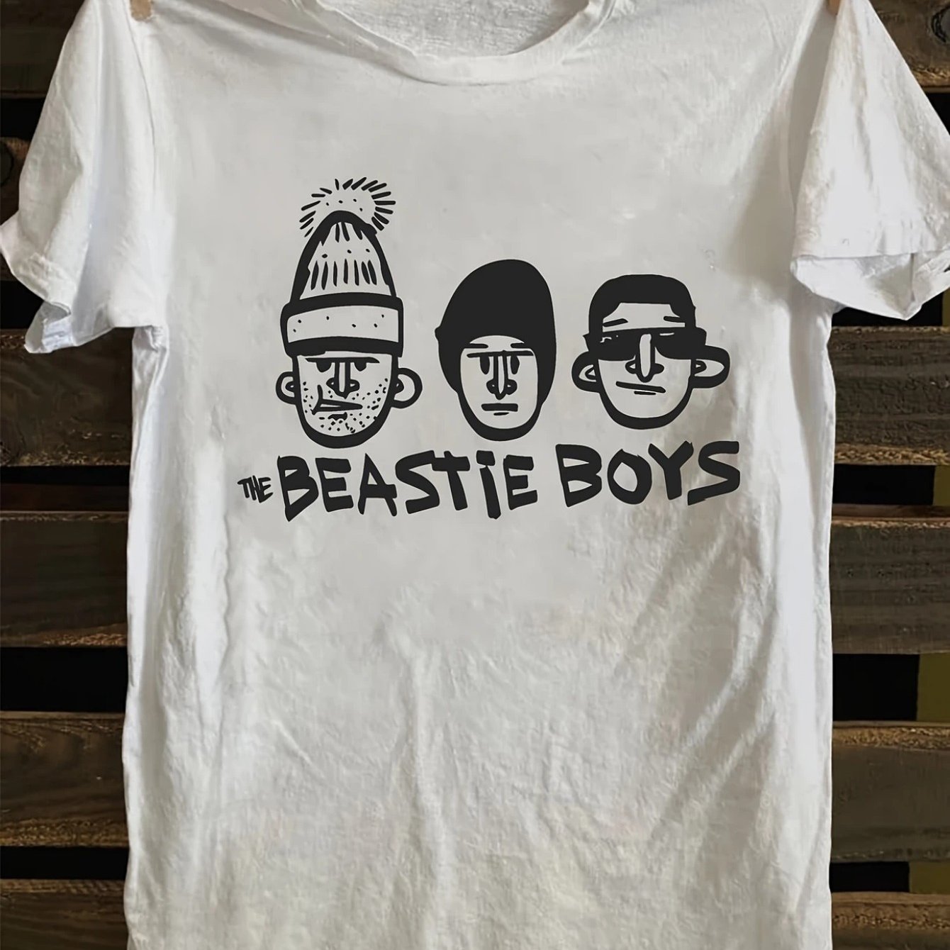 TEMU Women's Casual Crew Neck T-shirt With "the Beastie " Graphic Print - Soft, Breathable, Loose Fit, Short Sleeve, Black With White Lettering,