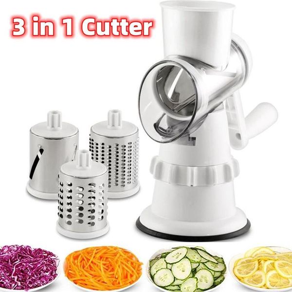 Ferramentas de vegetais de frutas 3 em 1 Slicer Manual Kitchen Acessórios Ralador para cortador redondo Mando Mando Shredder Potato Home Kit