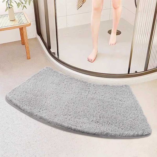 Curved Bathroom Mat Toilet Mat Soft and Comfortable Non-slip Fluffy Floor Mats Absorbent Quick Dry Curved Bath Mat Bathroom RugXJ240807