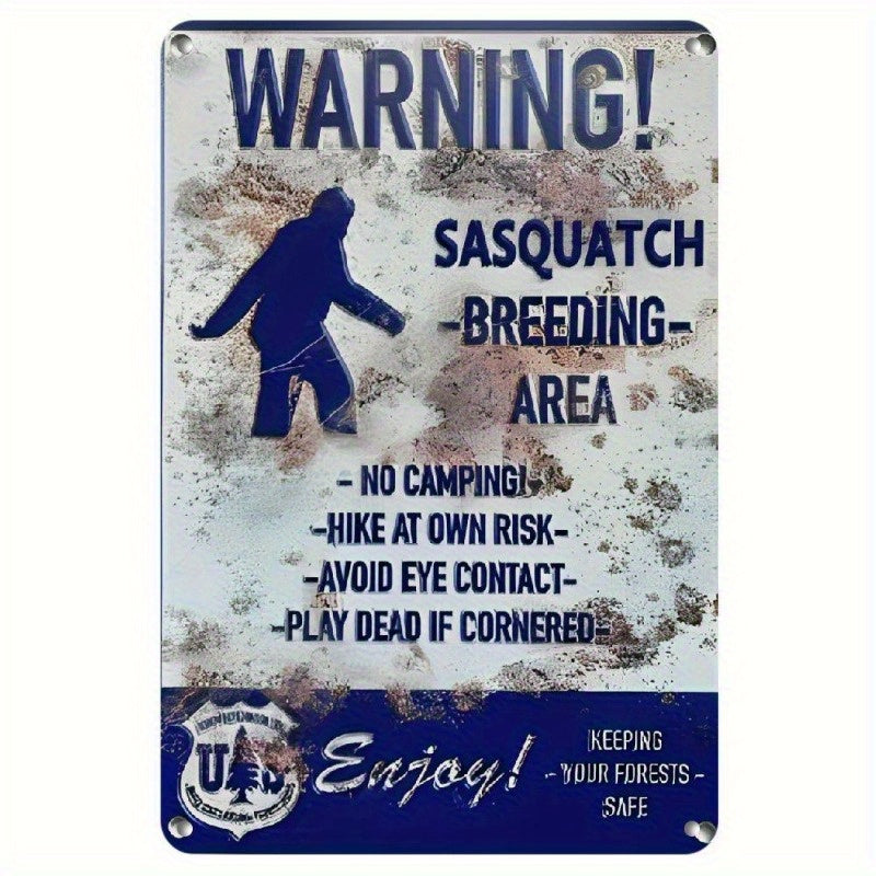 TEMU Hemitong Sasquatch Breeding Area Metal Sign - Vintage Retro Wall Decor, No Camping- Hiking Alert, Ideal For Home, Office, Bar, Gym, Wall Decor