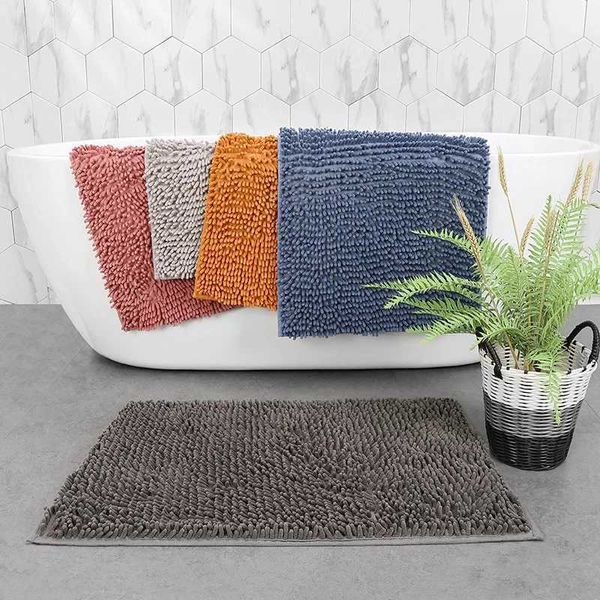 Non-Slip Bathro Rug - SoftThick Chenille Plush Bath Mat with PVC BackingWoven Bath RugQuick DryDurable.0.79inch Mat Z250115