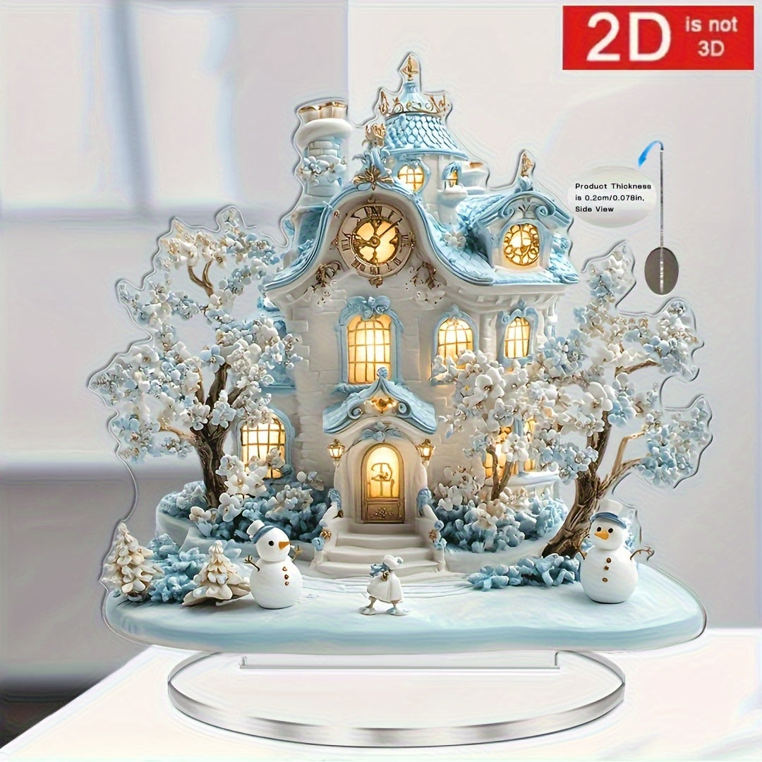 TEMU 2d Flat, 2d Acrylic Winter Desktop Decor - 11 Festive Holiday Ornaments, No Battery Needed, Christmas, Home & Garden Parties, Ideal Gift For 11