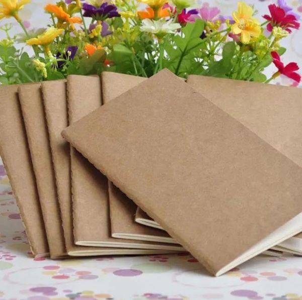 Kraft Notebook Unlined Blank Books Travel Journals for Students School Children Writing Books 8.8*15.5cm