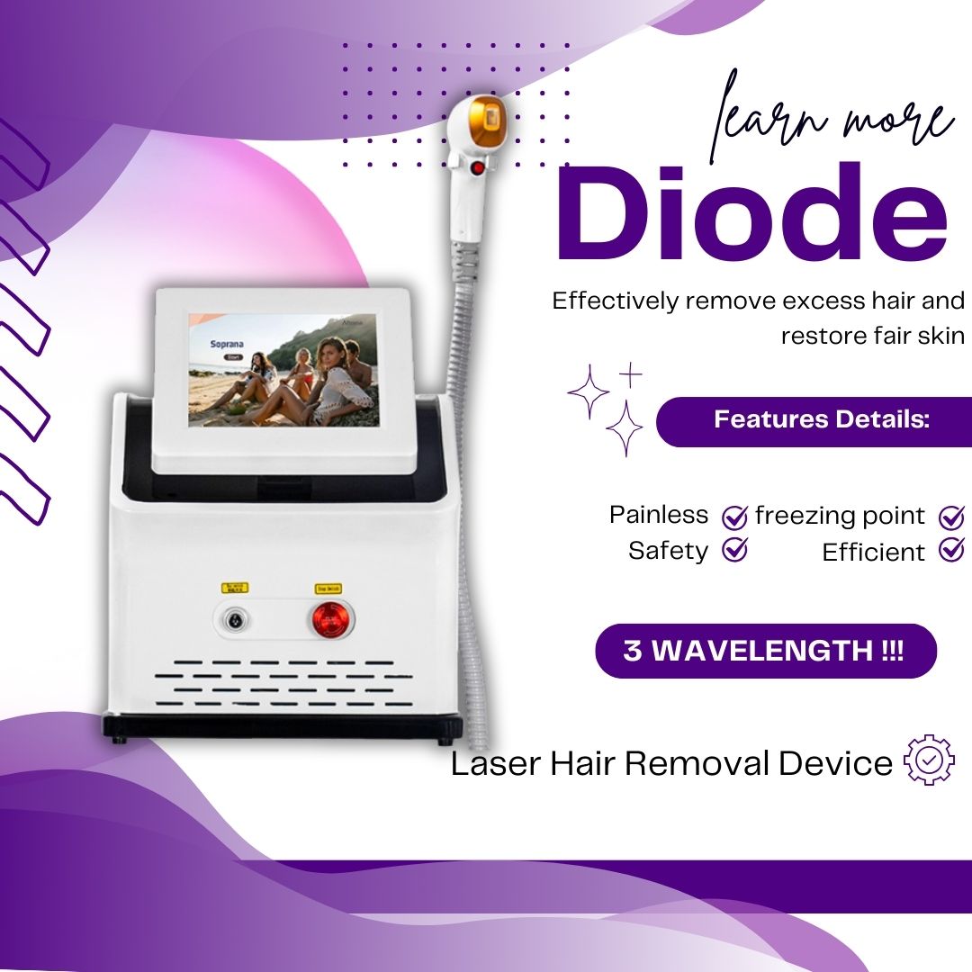 Triple Wavelength 808nm Diode Laser Hair Removal Machine Professional Painless Permanent Hair Removal Device For Salon Beauty Center