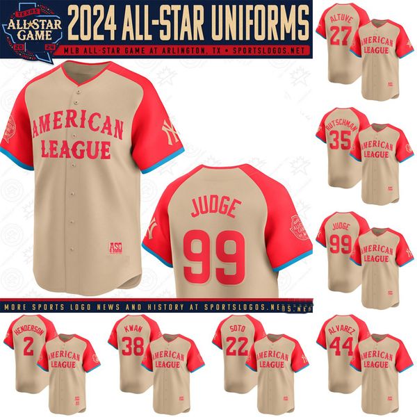 2024 All Star American League Baseball Jersey Yordan Alvarez Juan Soto William Contreras Aaron Judge Ketel Marte Gunnar Henderson Steven Kwa