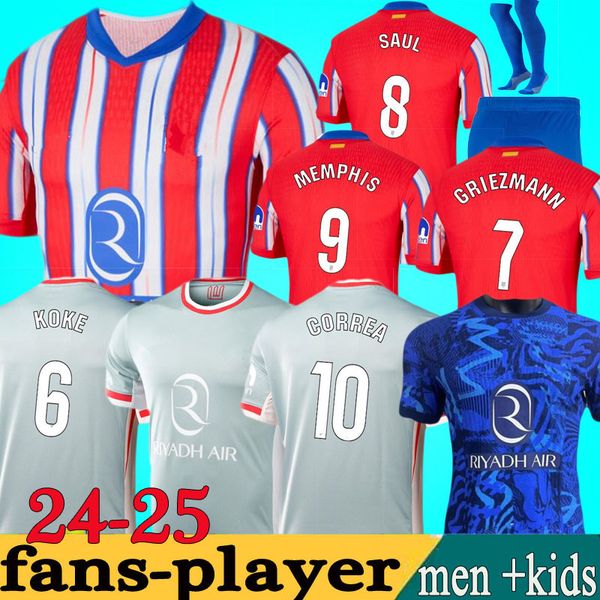 24 25 Atletico M.LLORENTE soccer jerseys GRIEZMANN CORREA 2024 2025 football shirts Madrids 120th anniversary 23 KOKE SAUL Correa LEMAR men