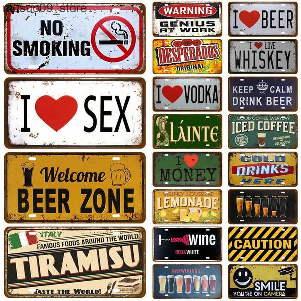 Decorative Plates Coffee Tin Sign Vintage Metal Sign Funny Poster Tinplate Plate Home Decor For Bar Pub Club Man Cave Wall Decoration Wine B