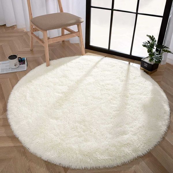Round Rug Fluffy Soft Area Rugs for Kids Girls Ro ss Castle P Carpet Cute Circle Nursery Rug for BedroT250121