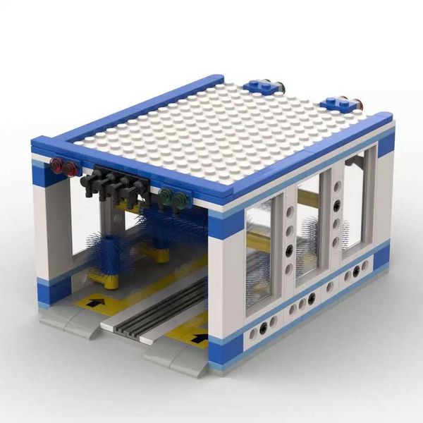 MOC Model Self Serv Car Wash Shop Building Blocks DIY 8x18 Integrated Car Wash Bricks Car Washing Yard Toys for Children Z250210