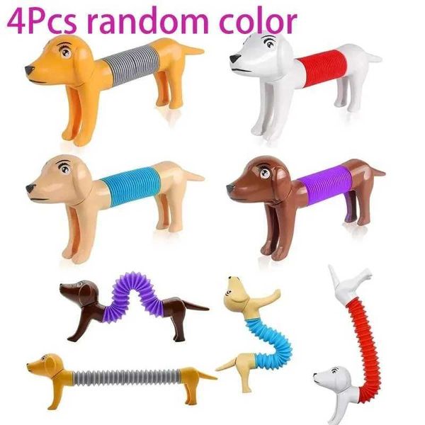 4pcs Pop Tubes Spring Dog DIY Stress Relieving Toy Childrens Puzzle Capture Sensory Culture Birthday Gift Toy W240827