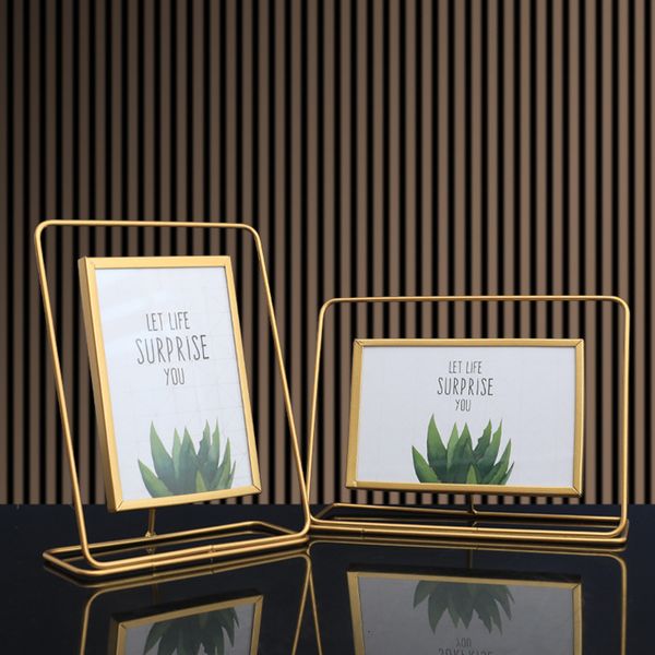 ddmygifts Ins gold glass iron art photo frame clothing store display Taipei European style room TV cabinet decoration A