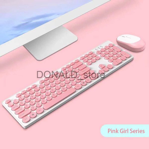 Keyboards 2.4G Wireless Keyboard and Mouse Set Computer Accessories Game Machinery Keyboard Macbook AirM3 Laptop Pink Mouse Shared Receiv J2