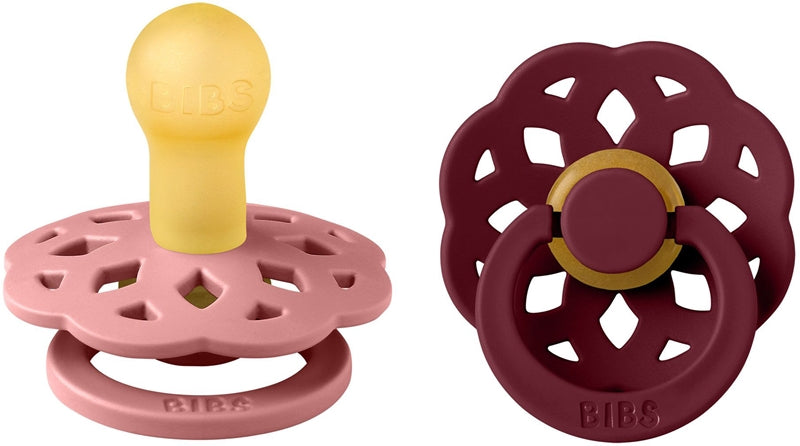 BIBS Boheme Naturkautschuk Größe 2: 6+ Monate Schnuller Antikrosa - Holunderbeere 2 Stk