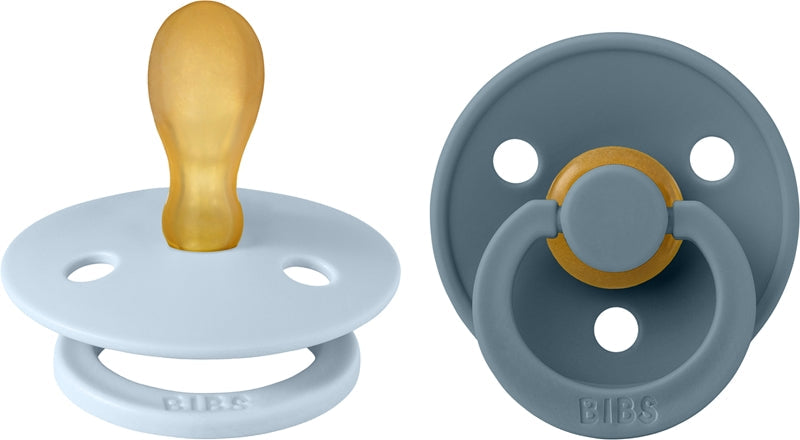 BIBS Farge Str 1: Symmetrisk 0-6 mnd smokk Babyblå - Bensin 2 stk