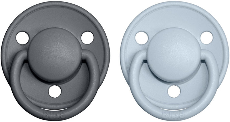 BIBS De Lux Naturgummi Storlek 2: 6+ månader Järn - Babyblå napp 2 st