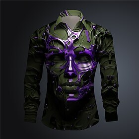 Máscara Góticas Subcultural Homens Camisetas impressas Festa Rua Férias Primavera Verão Aberto para a Lateral Manga Longa Vermelho, Azul, Roxo S, M, L Tecido e