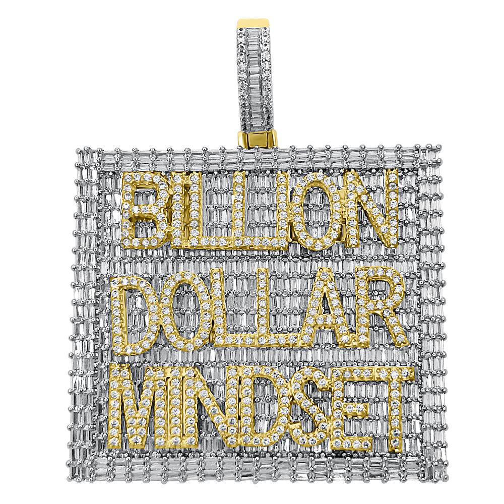 Billion Dollar Mindset Baguette VVS CZ Iced Out Pendant
