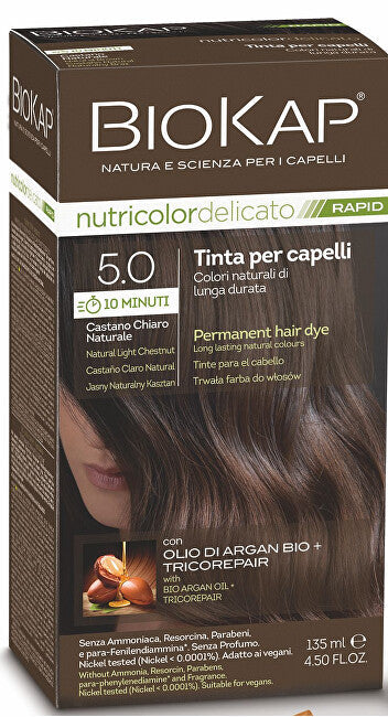 Biokap BIOKAP DELICATO RAPIDO hair color - 5.0 Natural light chestnut 135 ml